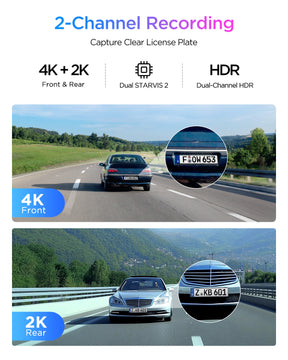 VIOFO A329S 2CH 4K 60FPS+2K HDR Dash Cam with Sony STARVIS 2 Sensor, Built-in Wi-Fi 6 and GPS, Support SSD Storage, Low Power Impact Detection, Hybrid Parking Recording