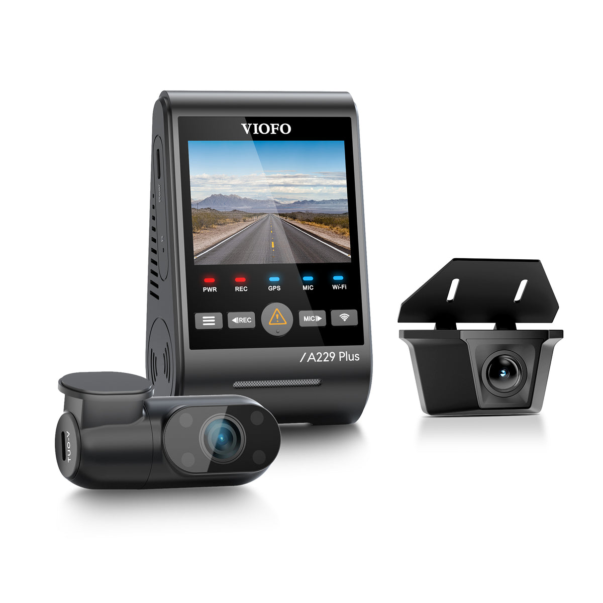 VIOFO A229 Plus-W 3CH 2K Front+2K Waterproof Rear+1080P Infrared Cabin Camera with Sony STARVIS Sensor, 3-Channel HDR to Capture Both Inside and Outside