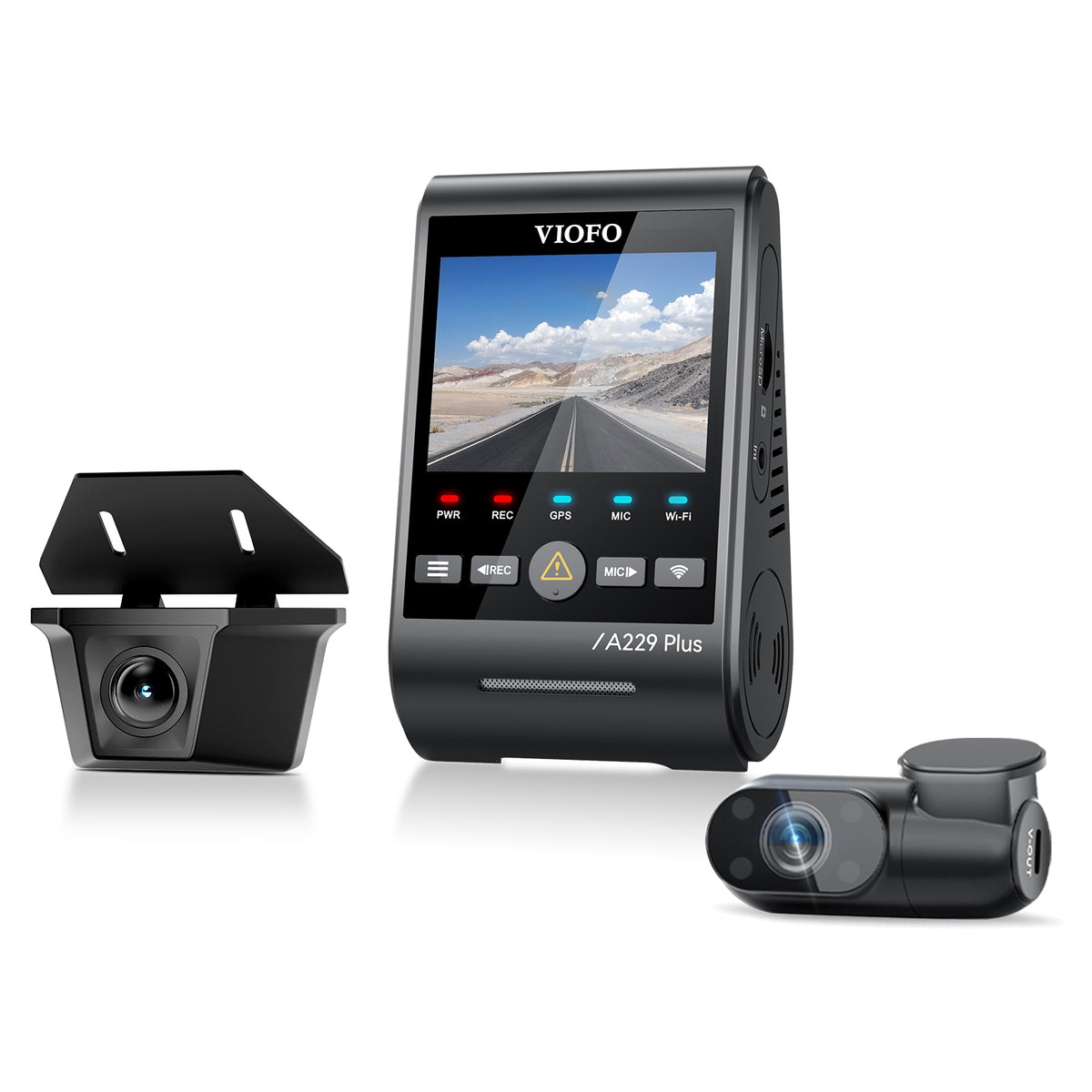 VIOFO A229 Plus-W 3CH 2K Front+2K Waterproof Rear+1080P Infrared Cabin Camera with Sony STARVIS Sensor, 3-Channel HDR to Capture Both Inside and Outside
