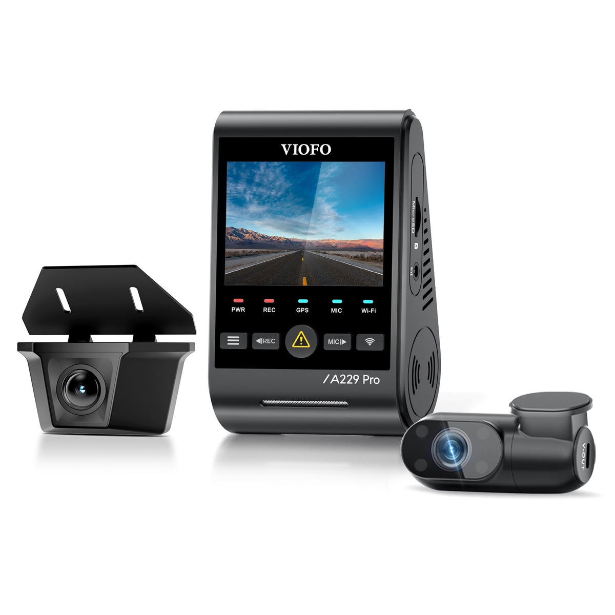 VIOFO A229 Pro-W 3CH 4K Front+2K Waterproof Rear+1080P Infrared Cabin Camera with Sony STARVIS Sensor, 3-Channel HDR to Capture Both Inside and Outside