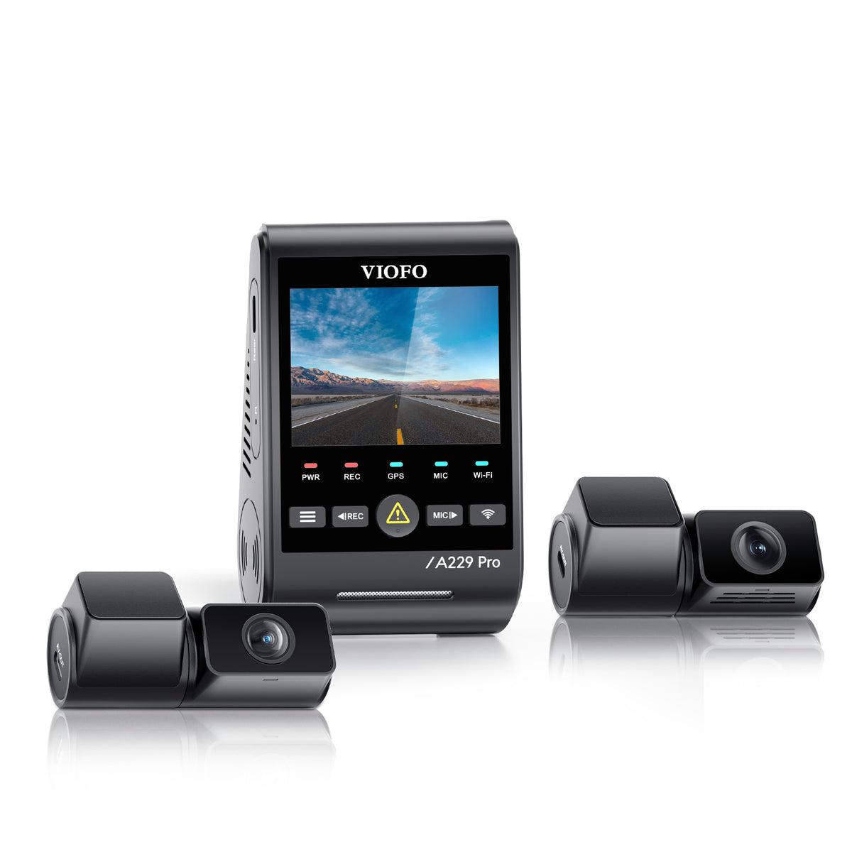 VIOFO A229 Pro Tele 3CH 4K Front+2K Telephoto 4x Optical Zoom+1080P Rear Camera, 3-Channel HDR Sony STARVIS 2 Sensors, Smart Voice Control, Capture Details From a Distance