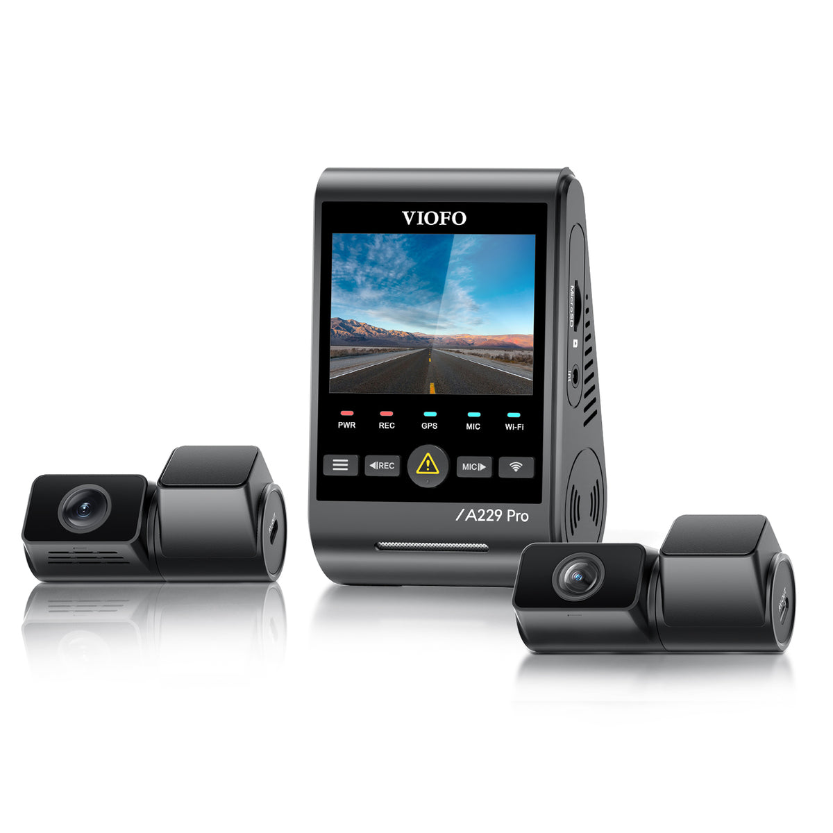 VIOFO A229 Pro Tele 3CH 4K Front+2K Telephoto 4x Optical Zoom+1080P Rear Camera, 3-Channel HDR Sony STARVIS 2 Sensors, Smart Voice Control, Capture Details From a Distance