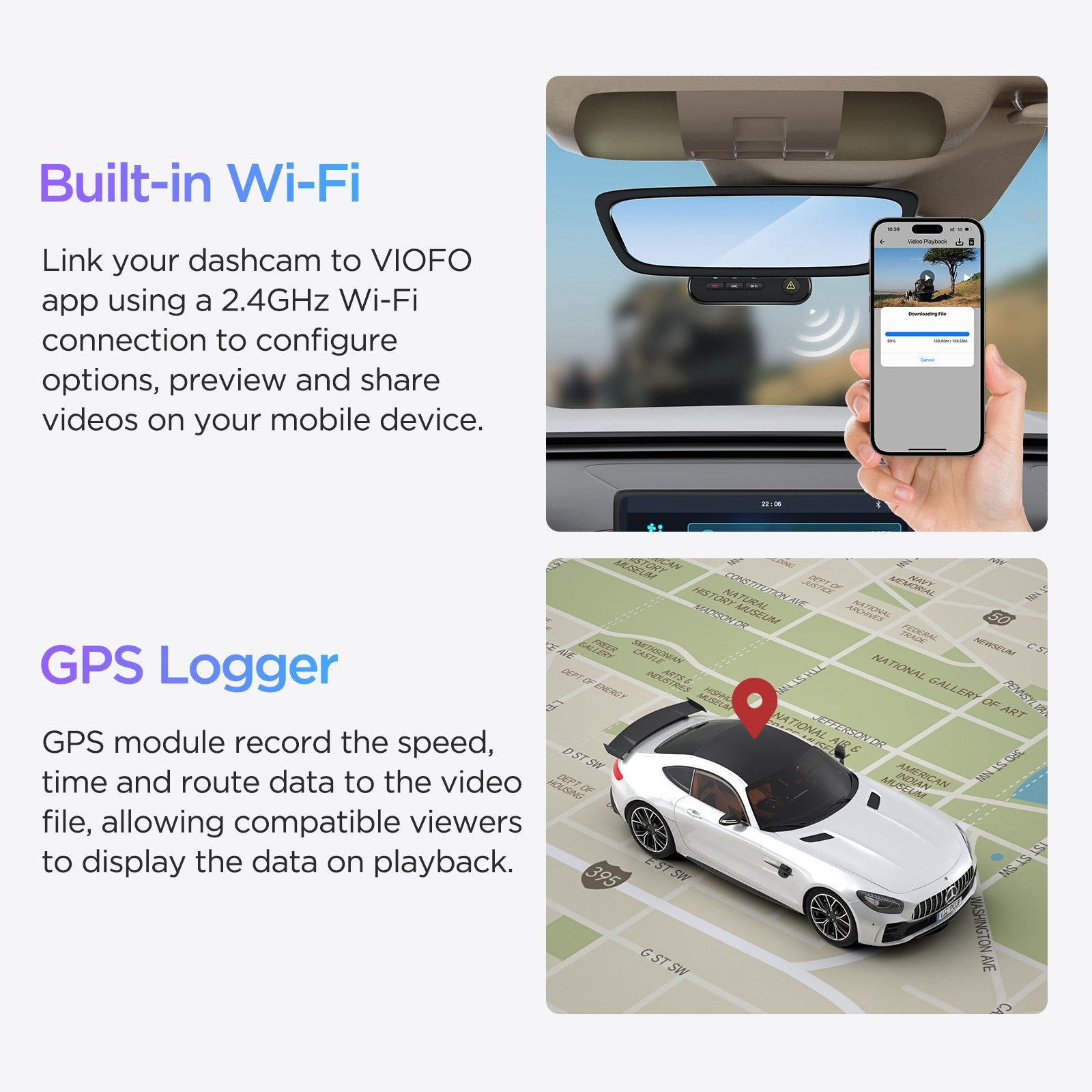 VIOFO WM1 2K Quad HD 1440P 30FPS Smaller WiFi GPS Dashcam with Sony STARVIS IMX335 Sensor