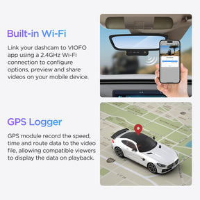 VIOFO WM1 2K Quad HD 1440P 30FPS Smaller WiFi GPS Dashcam with Sony STARVIS IMX335 Sensor