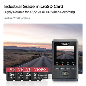 VIOFO 512GB Industrial Grade microSD Card, U3 A2 V30 High Speed Memory Card with Adapter, Support Ultra HD 4K Video Recording