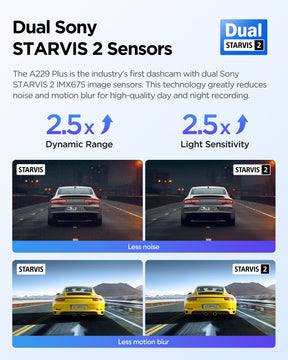 VIOFO A229 Plus 2CH Front and Rear 2K+2K HDR 5GHz Wi-Fi GPS Voice Control Dual Dash Camera with Sony STARVIS 2 Sensor