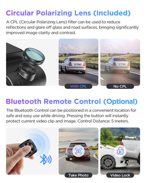 VIOFO A229 Pro 3CH 4K+2K+1080P HDR 3 Channels Car Dash Camera with Sony STARVIS 2 Sensors for Lyft Taxi Ridesharing Drivers