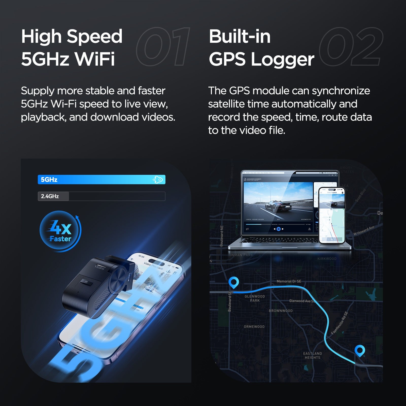 VIOFO VS1 Mini 2K HDR with Sony STARVIS 2 IMX675 Sensor 5GHz Wi-Fi Voice Control GPS Dash Cam with Free 32GB MicroSD Card