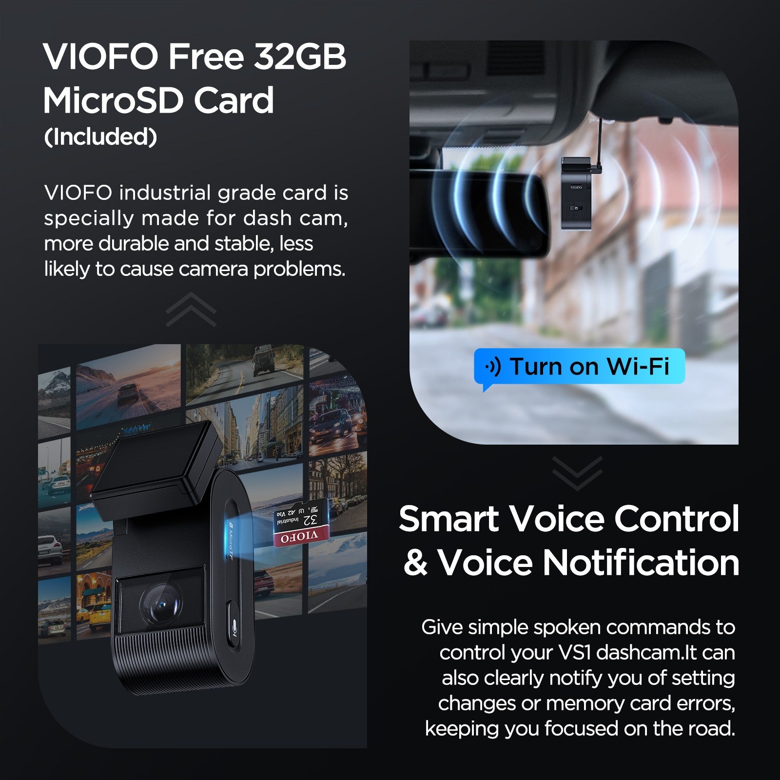 VIOFO VS1 Mini 2K HDR with Sony STARVIS 2 IMX675 Sensor 5GHz Wi-Fi Voice Control GPS Dash Cam with Free 32GB MicroSD Card