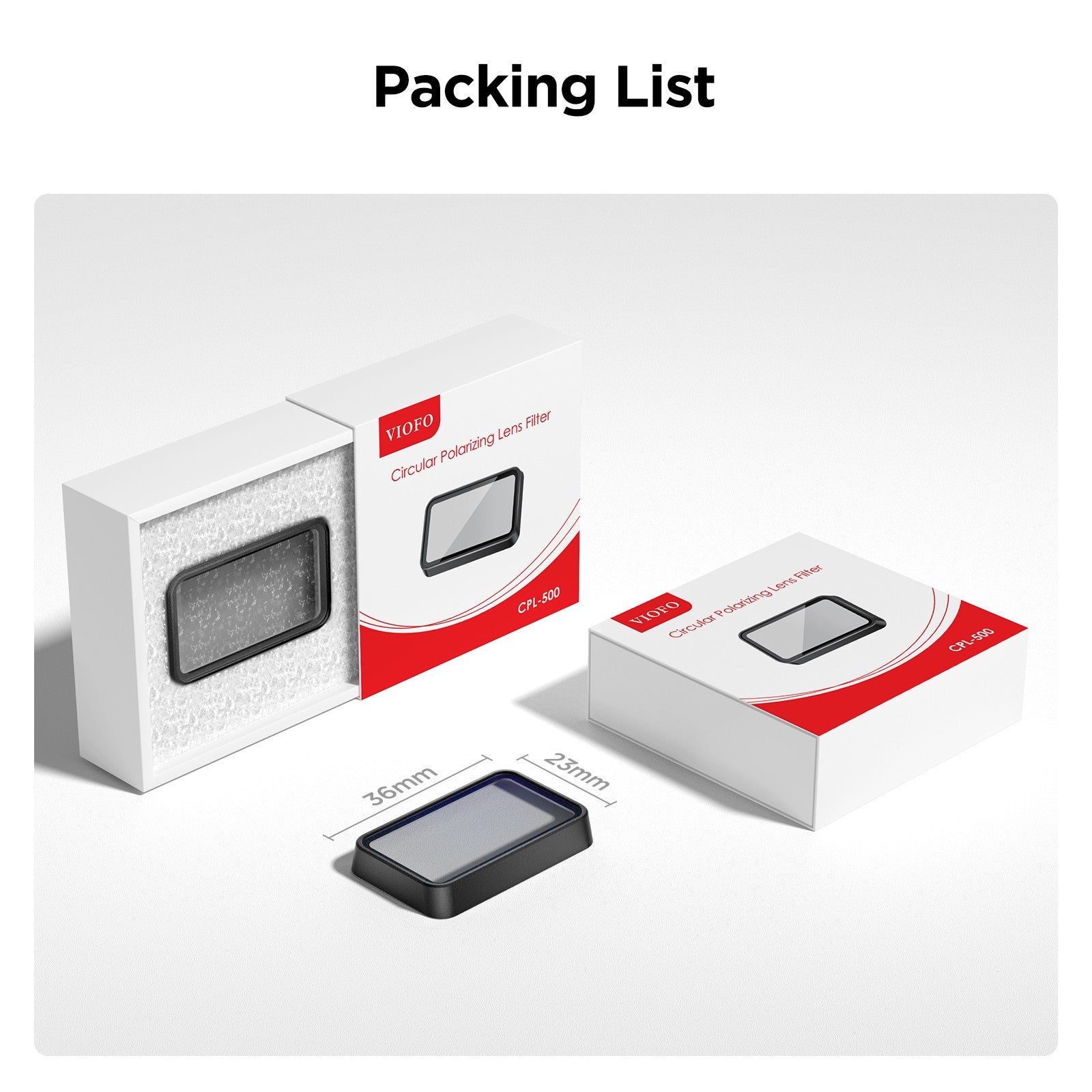 VIOFO CPL-500 Rear Filter, Anti-Glare Circular Polarizing Lens for RTC300/A329/A329S Series