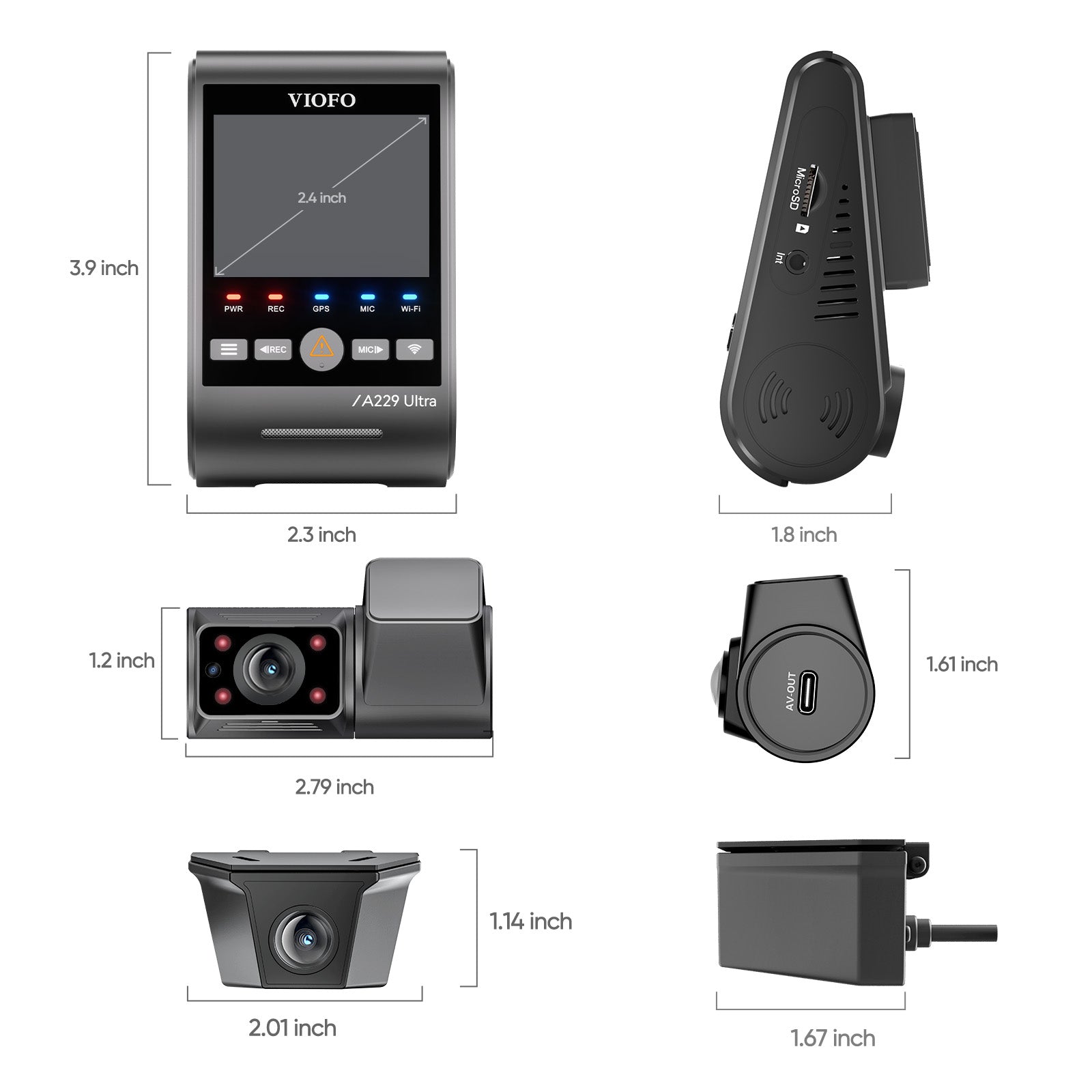 VIOFO A229 Ultra-W 3CH 4K Front+4K Waterproof Rear Camera+1080P Fisheye Cabin Camera with Triple Sony STARVIS 2 Sensors, 3-Channel HDR, Ultra Fast 5GHz Wi-Fi & Precise GPS