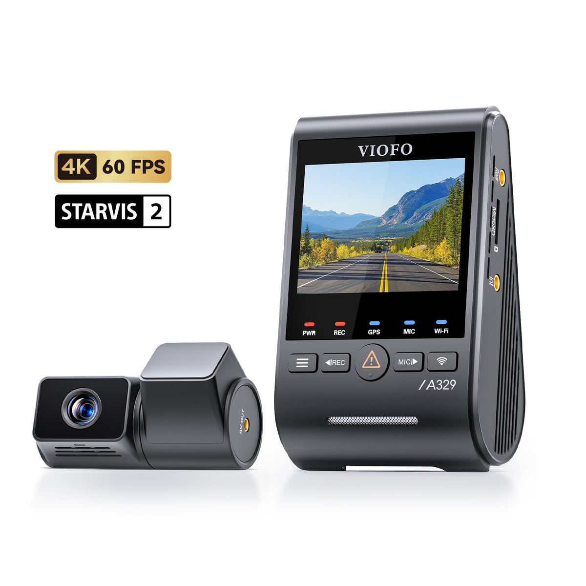 VIOFO A329T 2CH 4K 60FPS+2K Telephoto Camera with 4xOptical Zoom and Sony STARVIS 2 Sensor HDR, Support SSD Storage, Multiplex Video, Low Power Impact Detection, Hybrid Parking Recording