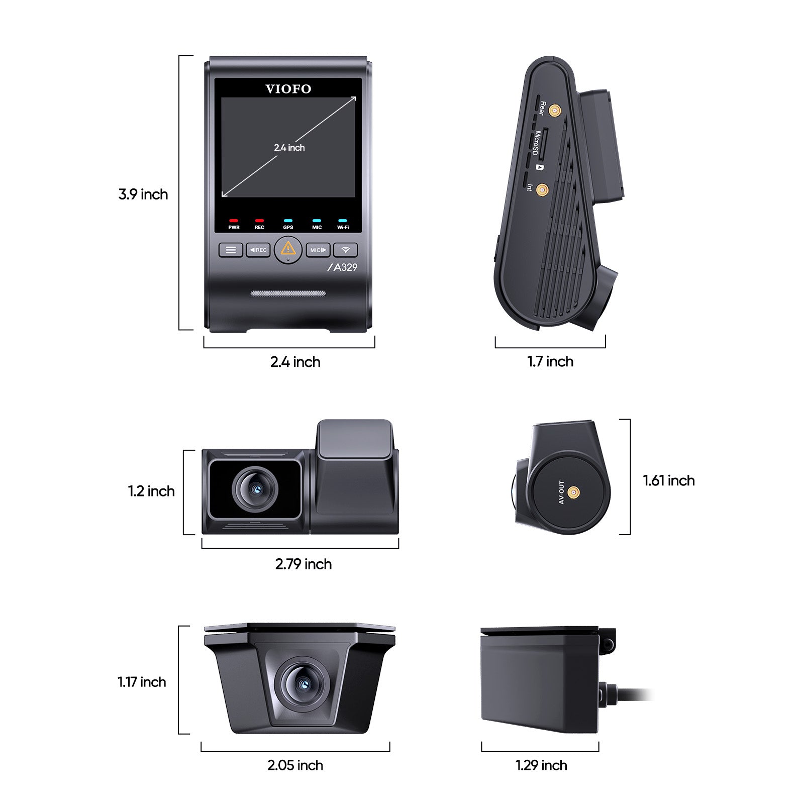 VIOFO A329TW 3CH 4K 30FPS Front+2K Telephoto Camera+2K Waterproof Camera, Sony STARVIS 2 Sensor HDR, Support SSD Storage, Low Power Impact Detection, Hybrid Parking Recording