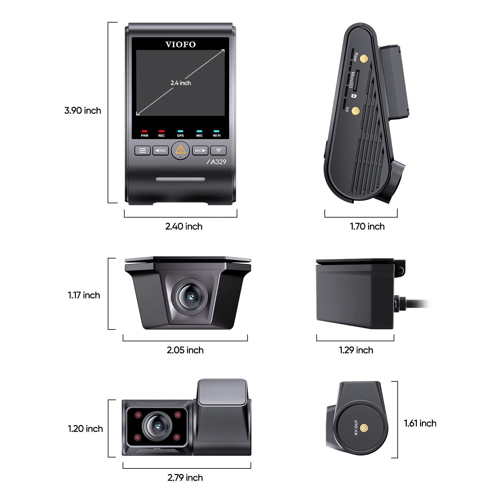 VIOFO A329SW 3CH 4K 30FPS Front+2K Waterproof Rear+2K Fisheye Cabin with Sony STARVIS 2 Sensor HDR, Flexible Installation to Capture Both Inside and Outside